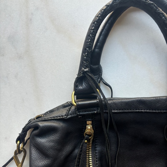 Linea Pelle Leather Tassel Bag in Black - Picture 6 of 11
